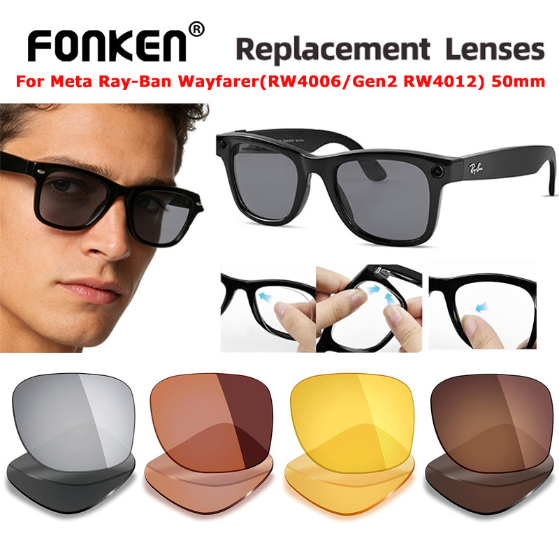Ống kính thay thế Fonken 50mm dành cho kính Meta Ray-Ban (RW4006 / Gen2 RW4012)