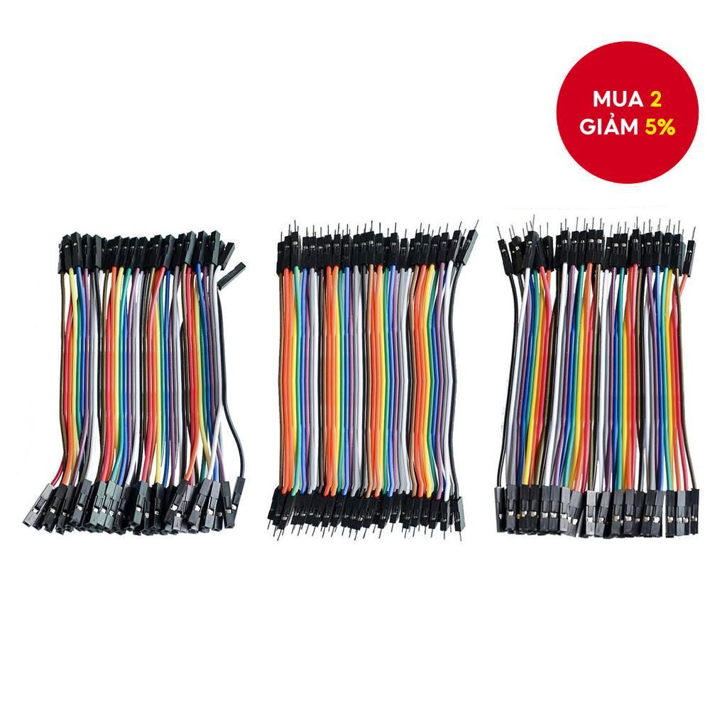 Dây cáp nhảy Dupont 120 cái dài 10cm, đầu đực sang đực, đực sang cái, cái sang cái, dùng cho Arduino