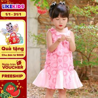  Đầm váy cho bé gái họa tiết HOA HỒNG XOẮN thoáng mát T47 - Likekids 