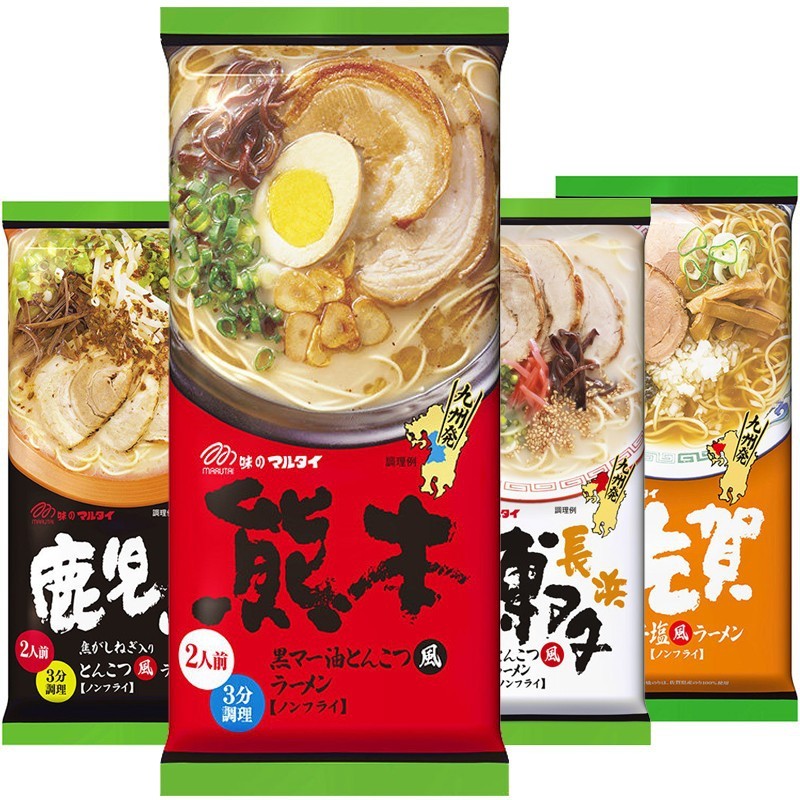 Nhập khẩu MARUTAI MARUTAI Kumamoto Ramen Dầu mè đen Tỏi Tonkotsu Kagoshima Mì ăn liền