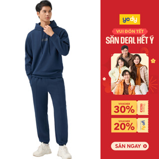  Bộ Đồ Nỉ Hoodie Nam In Chữ Ngực YODY Set Áo Quần thu đông MCSL25F030 
