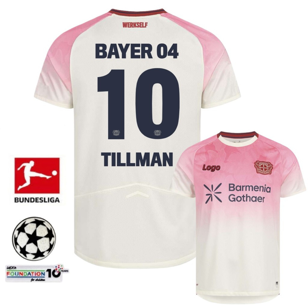 Người hâm mộ Edition2025-26 Áo bóng đá ngắn tay sân khách Bayer Leverkusen Áo thun nam chất lượng ca