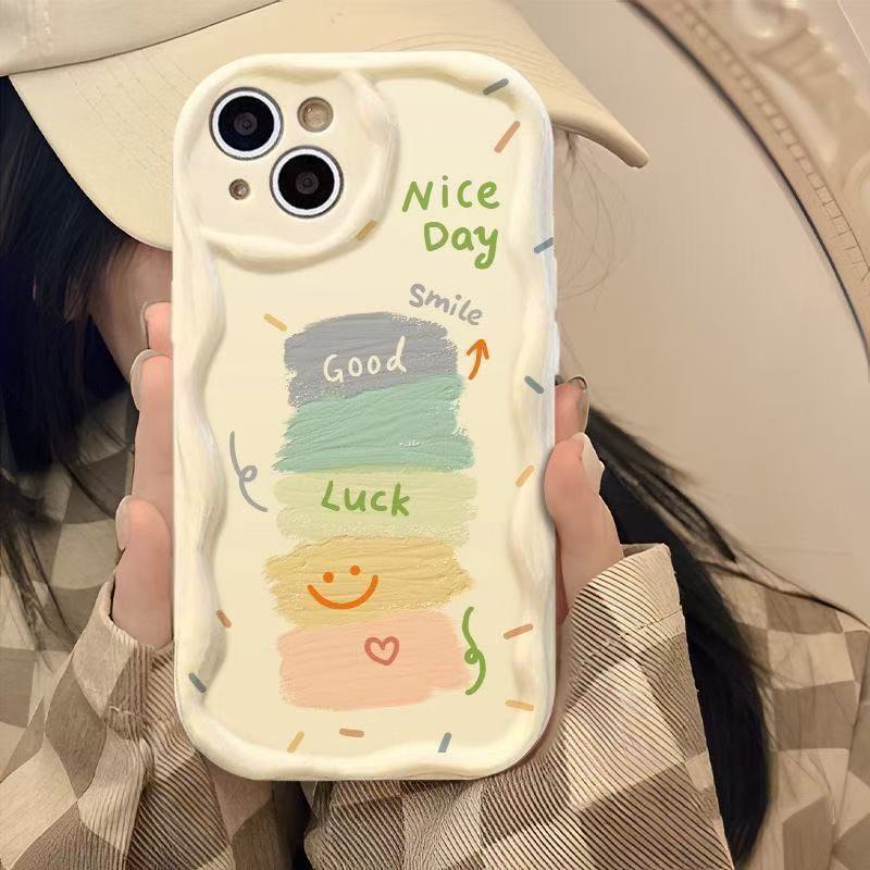 Ốp Lưng Samsung S23 Ultra S24 FE A15 5G M10S F05 Cute Màu Kem Hình Vẽ Dễ Thương Silicon Mềm Chống Số