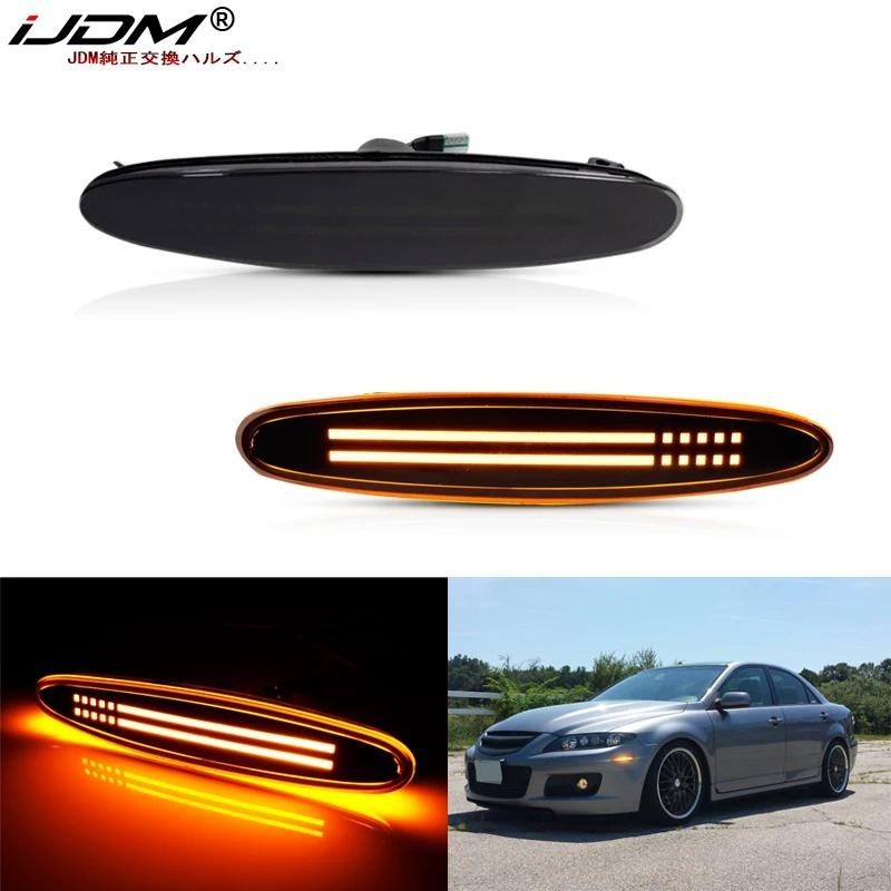 Ống kính khói màu hổ phách LED cản trước bên đánh dấu đèn báo rẽ đèn báo cho 2003-2008 Mazda 6 Mazda