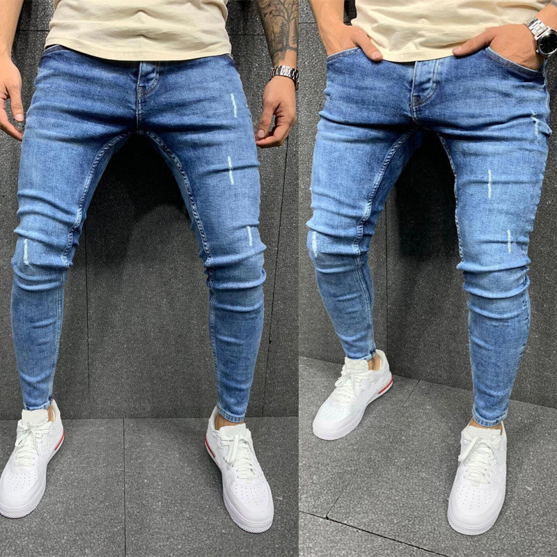 Quần jean nam Frayed Skinny co giãn chất lượng cao Quần jean Skinny Quần jean nam