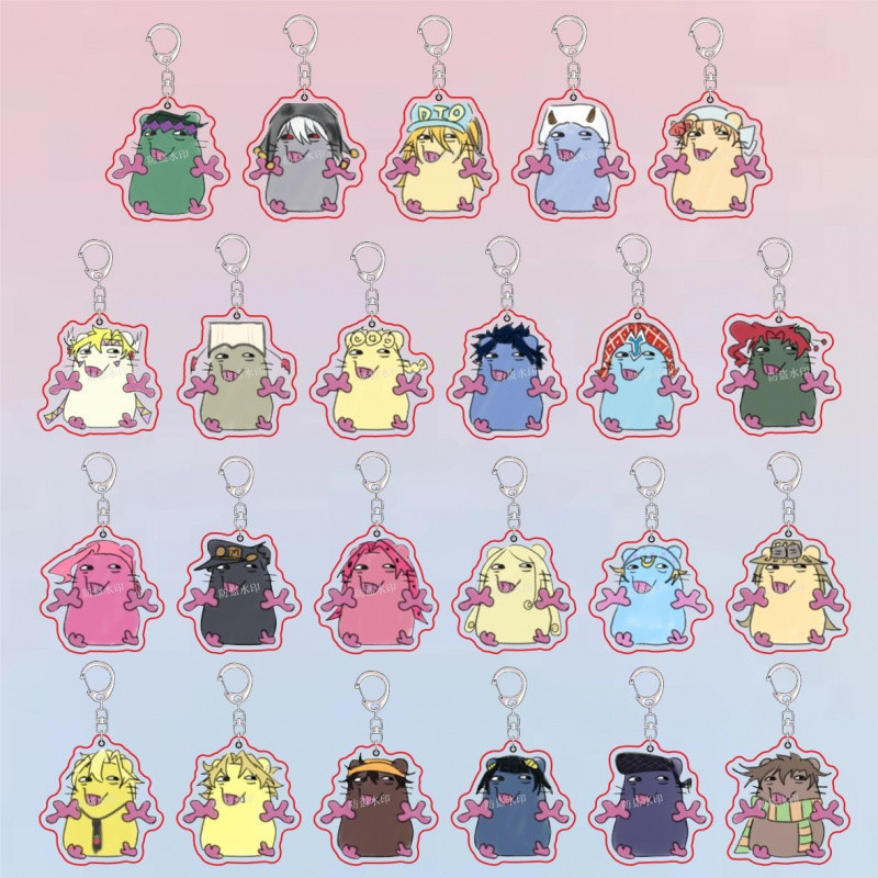 Cute Anime Jojo'S Bizarre Adventure Heart-Shaped Keychain Figure Pendant Metal Key Chain Keyring Bag