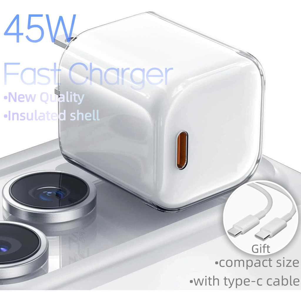 ICE CUBE MINI GaN 45W USB C Sạc Nhanh Mini Compact PD Cắm Tường Cho iP 15 16 17 Pro Max Với Cáp type
