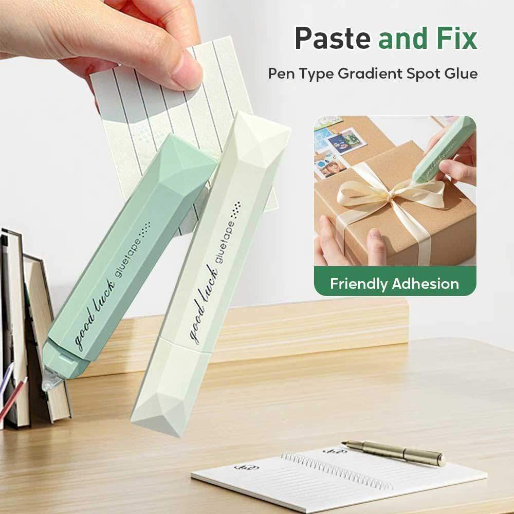 4pcs Gradient Color Glue Tape, Pen Type Double Sided Adhesive Tape Roller Dispenser Runner, for Memo