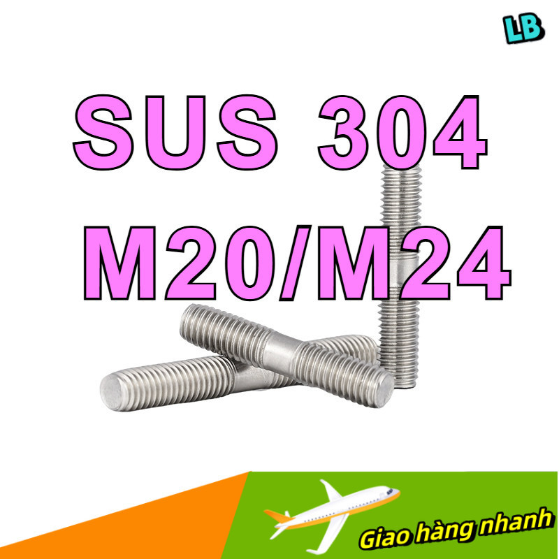 Bulong 2 đầu ren, Guzong Inox 304 / Bulong 2 đầu ren Inox 304, - M20 / M24 [1-MB]