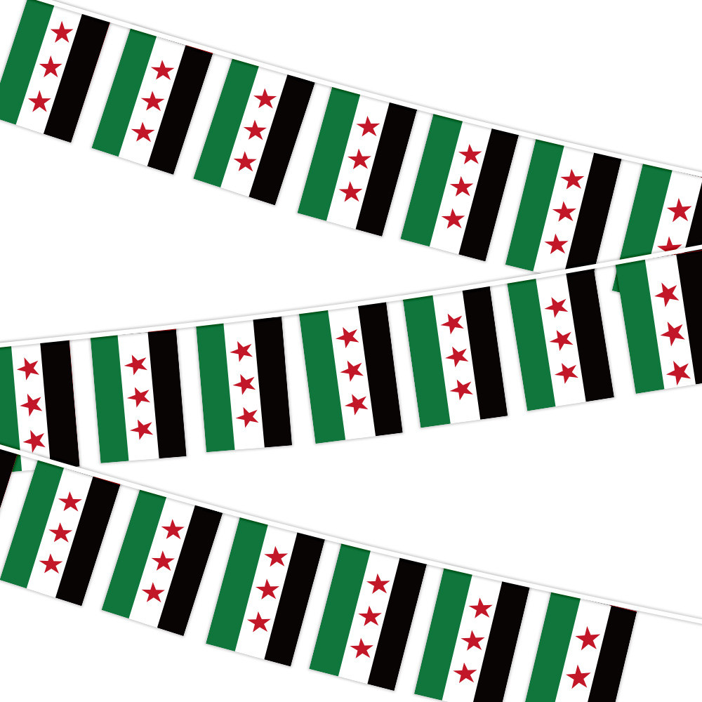 (6 m / 20 miếng) Cờ dây Syria kéo 5,5 * 8 inch cờ polyester