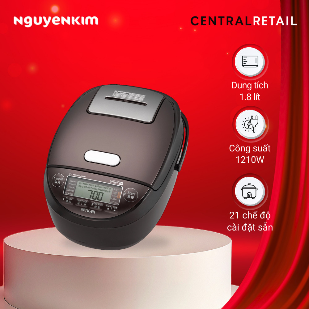 Nồi cơm điện tử cao tần áp suất Tiger 1.8 lít JPK-W18W