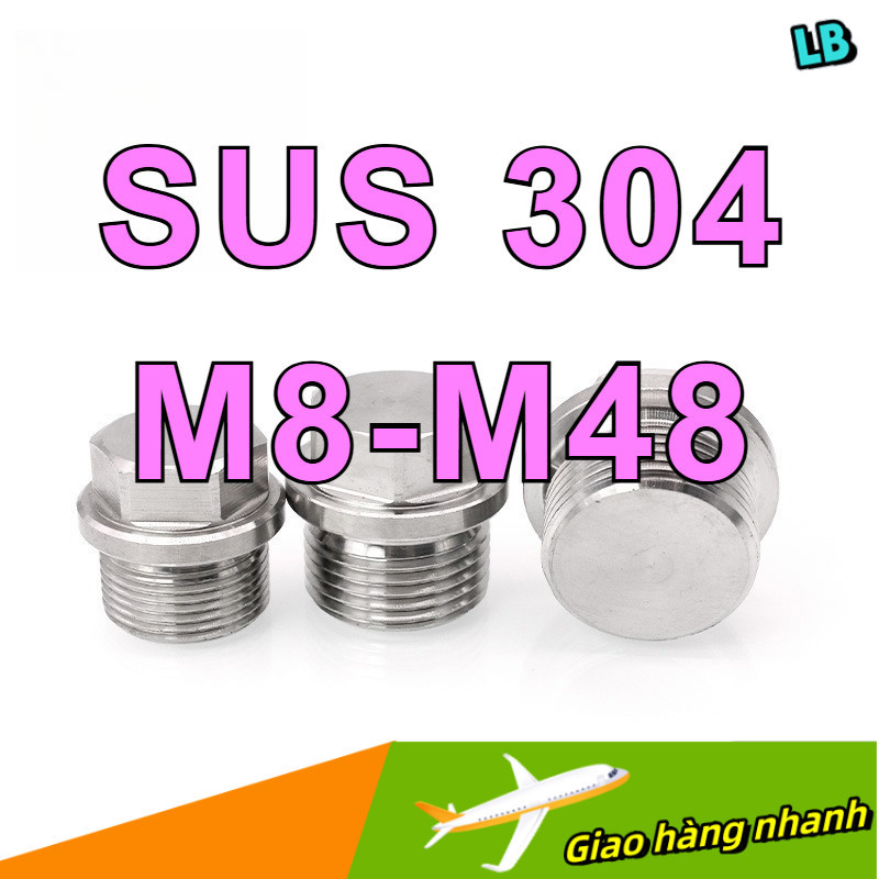 【INOX 304】Nút Bít Lục Giác Ngoài Có Mặt Bích (Flange Head Plug) | Bịt Kín Đầu Ống, Lỗ Ren Áp Lực Cao