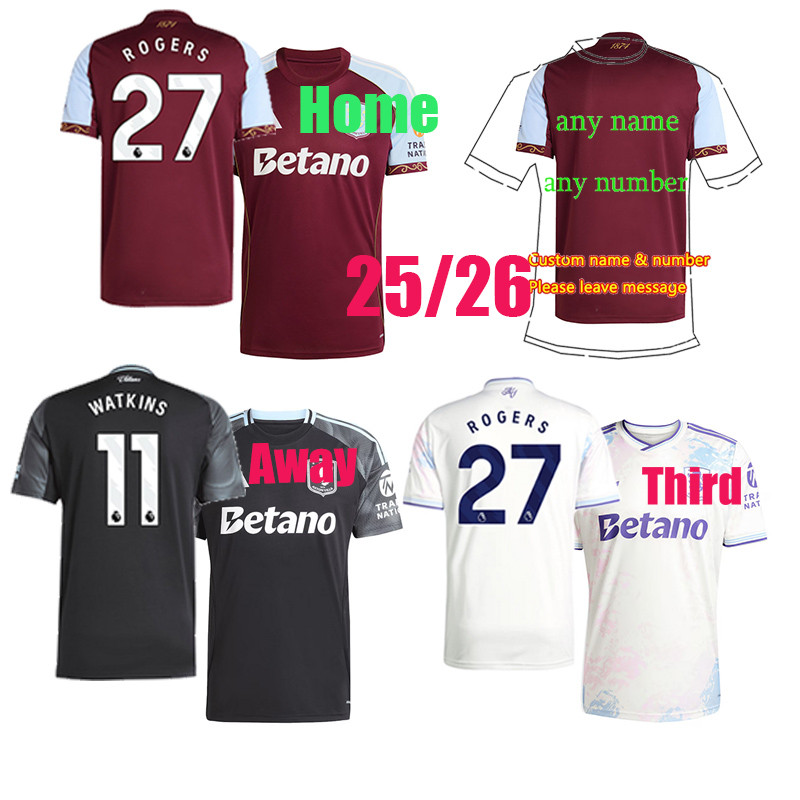 25 / 26 ROGERS vải bóng đá 25 / 26 Áo đấu Aston-Villas MCGINN ELLIOTT BUENDIA WATTINS MALEN ONANA GU