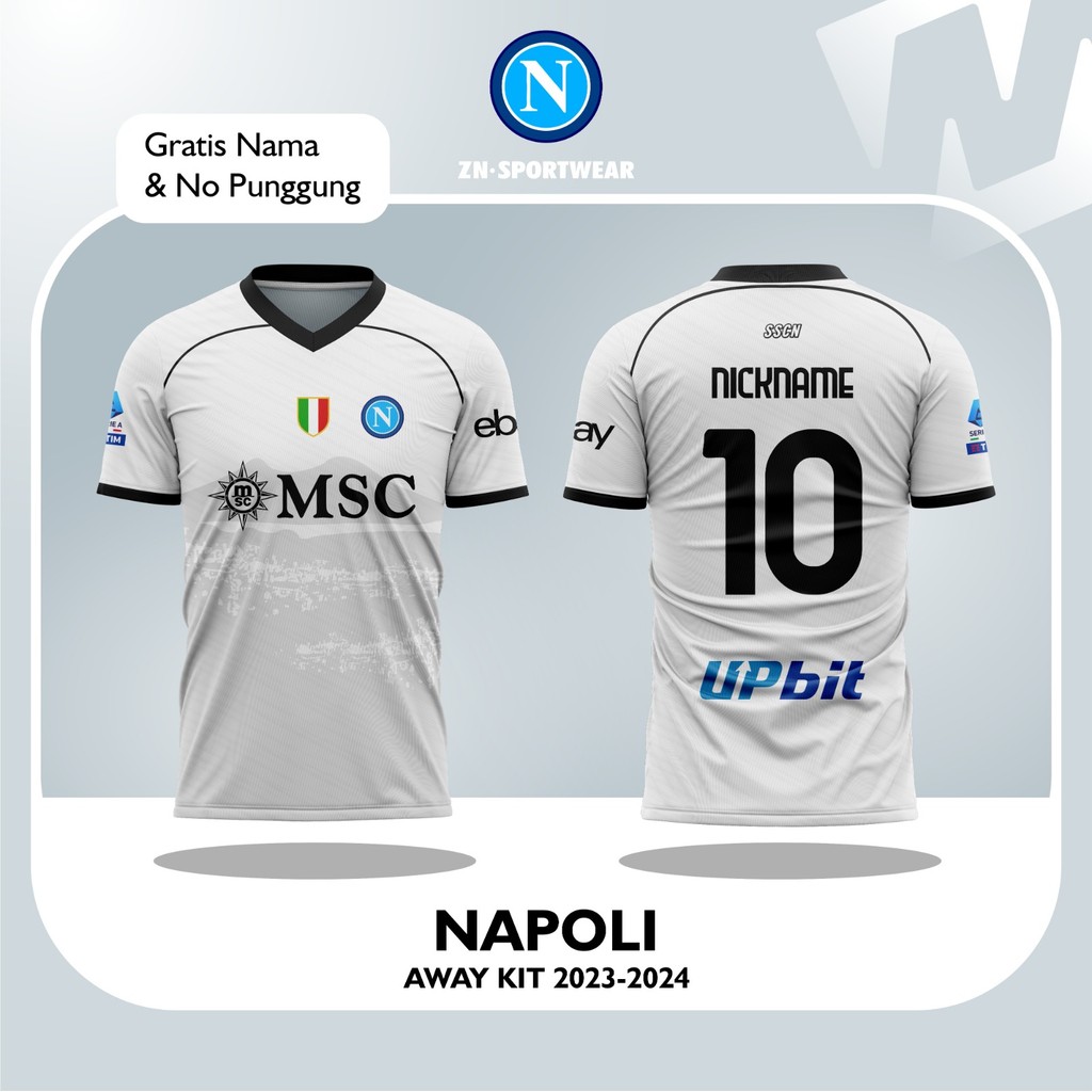 Áo đấu sân khách Napoli White 2023 / 2024 mới nhất