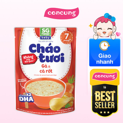 Cháo tươi baby gà cà rốt 240g, SG Food, 7 tháng
