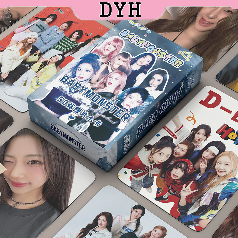50 Cái / hộp babymonster Thẻ Laser photocards ASA RAMI ahyeon rora Ruka Chiquita pharita ba chiều Lo