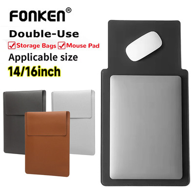 Fonken Slim Tay Dành Cho 16 15 14 13 inch Laptop Túi Bảo Quản Miếng Lót Chuột Mỏng Di Động Đa Năng Túi