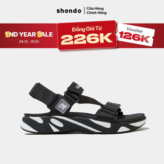  Giày Sandal Nam Nữ Shondo Êm Chân Bền F8 Đen Trắng Ver.2 F8M1012 