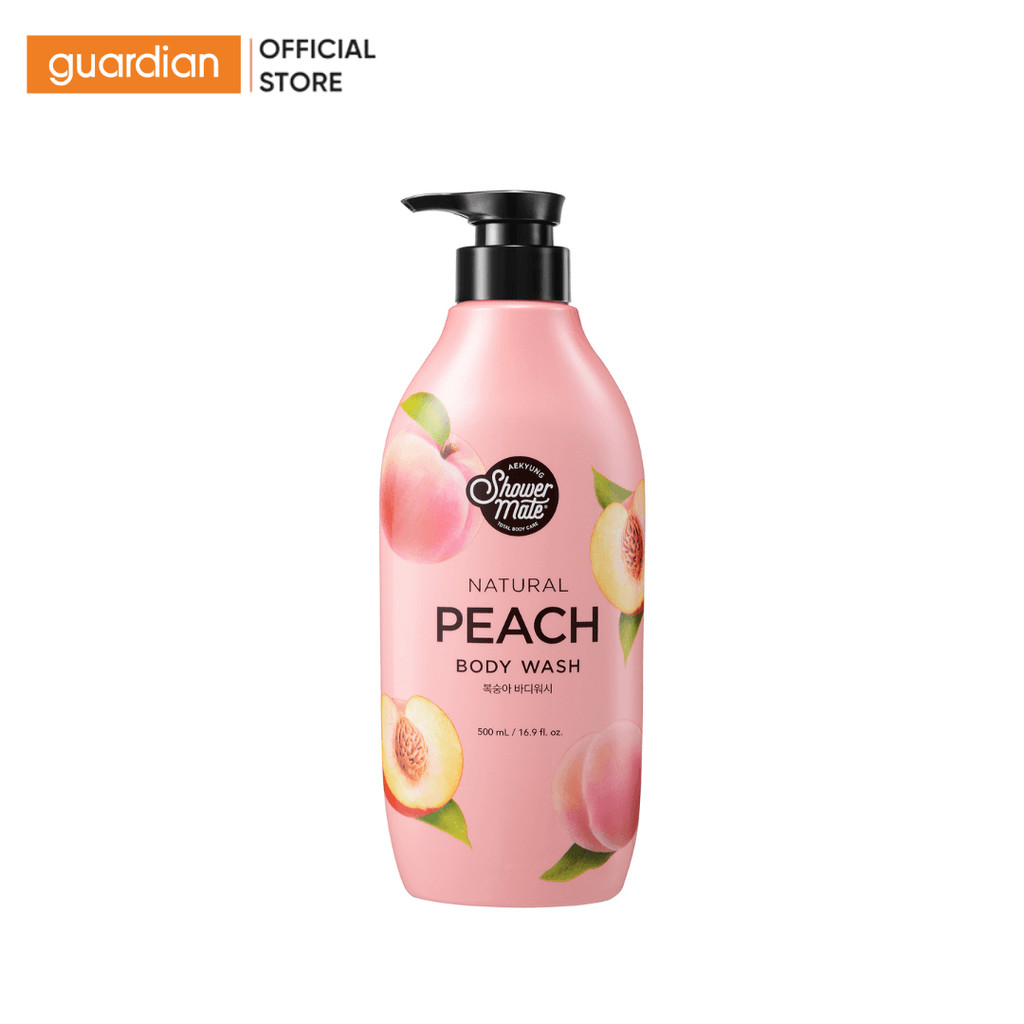 Sữa Tắm Giữ Ẩm, Cho Da Mềm Mịn Aekyung Shower Mate Natural Peach Body Wash Hương Đào 500ml  | Guardi