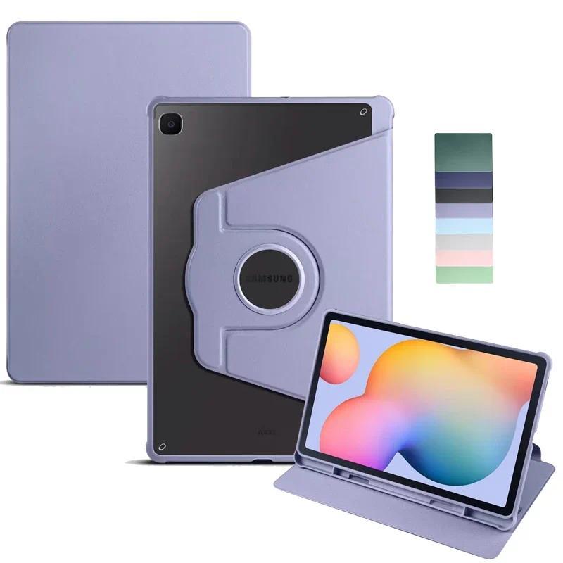 Dành Cho Máy Tính Bảng Samsung S6 Lite P613 Xoay 360 Độ Trong Suốt PC Cứng Mặt Sau Cho Samsung Galax