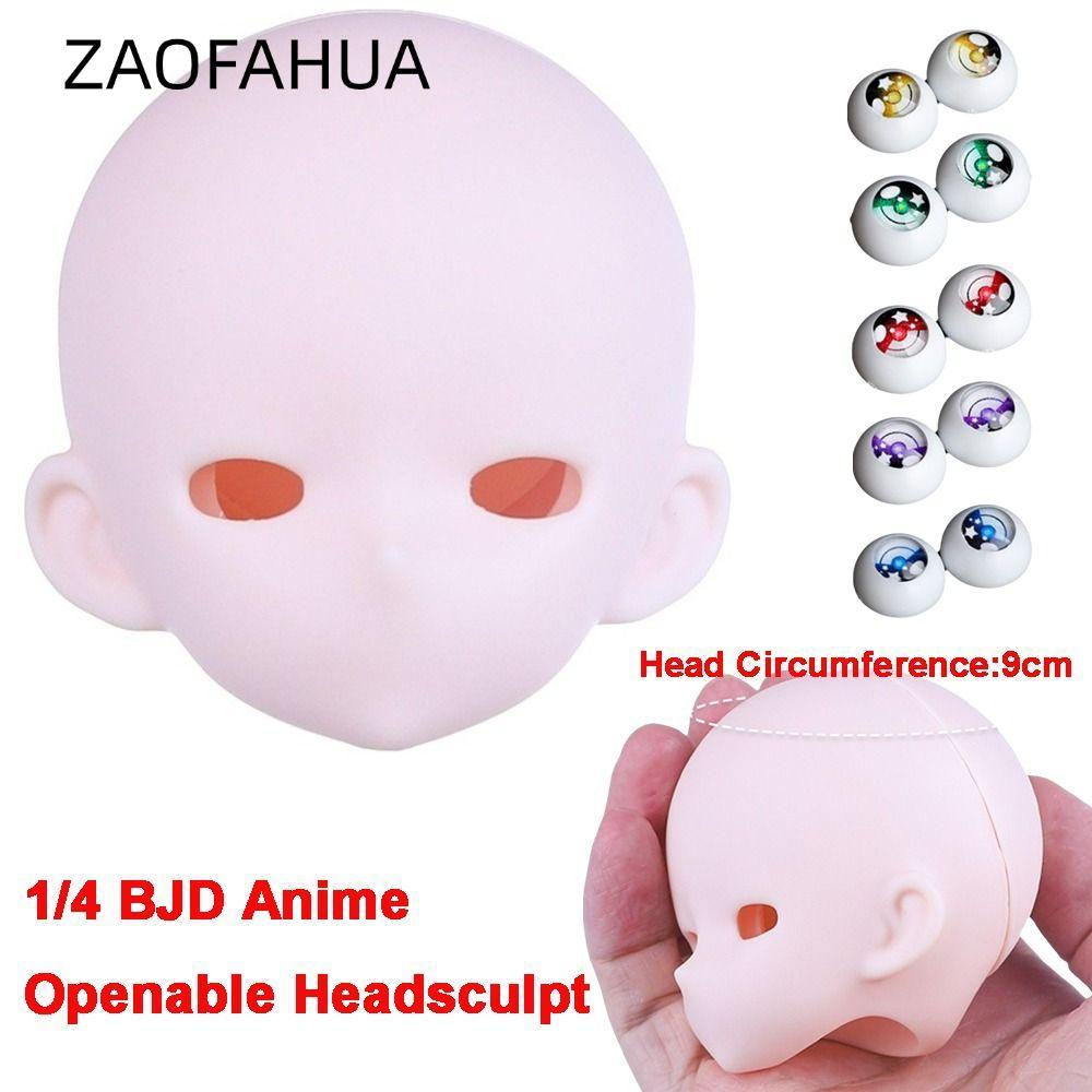 ZAOFAHUA Bjd Baby Head, PVC Openable 1 / 4 BJD Anime Headsculpt, Bjd Phụ kiện Anime-Style White Skin