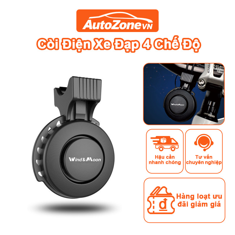 Còi điện gắn xe đạp 4 chuông Wind&Moon, gắn ghi đông xe đạp, cảnh báo an toàn, Còi điện gắn xe đạp s