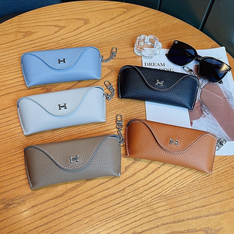 Herme* Genuine Leather H Anti-Pressure Eyeglass Case Portable Sunglasses Box Storage Bag for Men and