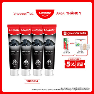  Bộ 4 Kem đánh răng Colgate thiên nhiên Than tre Hàn Quốc khử mùi diệt khuẩn 180g 