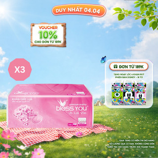 Combo 3 Gói Khăn giấy lụa rút Softpack Bless You Alavie - 250 tờ