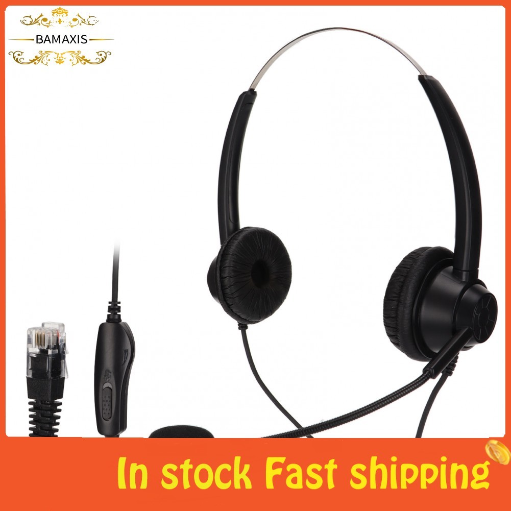 Bamaxis Tai nghe văn phòng H360D‑RJ9MV RJ9 Điện thoại hai tai có thể điều chỉnh Spea