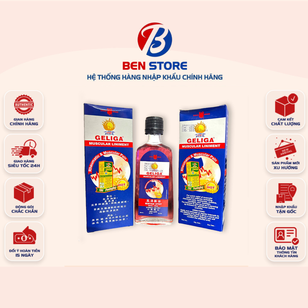 DẠNG NƯỚC - Dầu Gió Nóng Xoa Bóp Geliga Muscular Liniment Indonexia 60ml