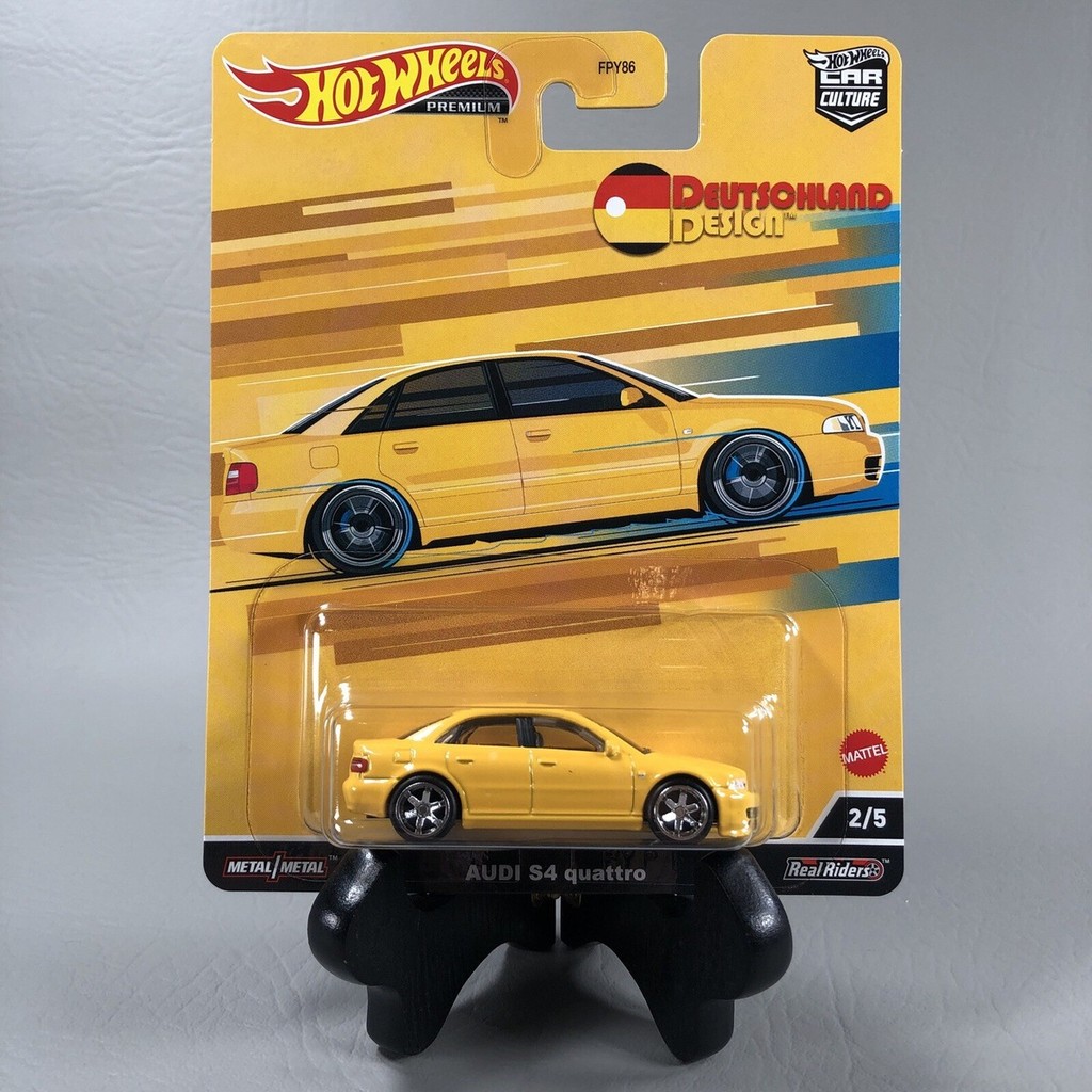 Mô hình xe hơi màu vàng sưu tầm HCJ95 Hot Wheels Car Culture German Design Audi S4 Quattro