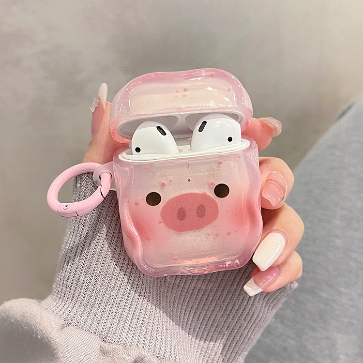 PP Cute pink splatter-paint piglet applicable airpods 4Protective Sleeve airpodspro2Apple earphone p