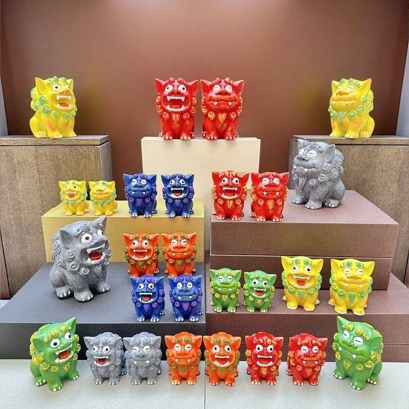 Stone Gandang Fengshiye Home Desktop Decoration Lucky Paired Lion Travel Gift 1ZMq