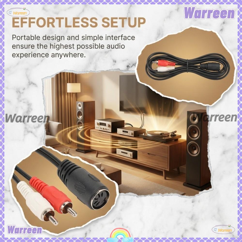 WARREEN 5 Pin DIN Nữ Sang 2 Cho RCA Nam, Cáp Chuyển Đổi Âm Thanh Chuyên Nghiệp Tay Cầm Mạnh, Cáp Âm 