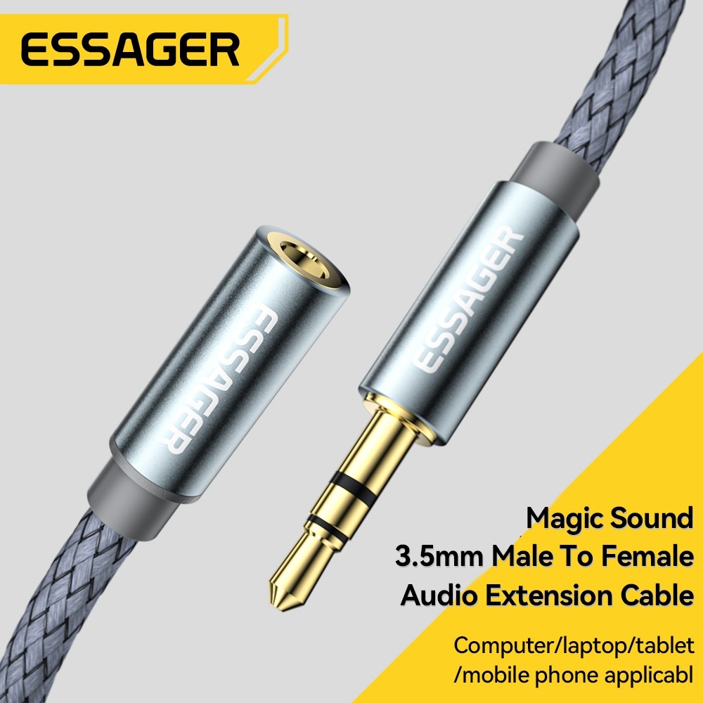 Cáp nối dài tai nghe Essager Jack 3,5mm Cáp Aux âm thanh cho điện thoại PC