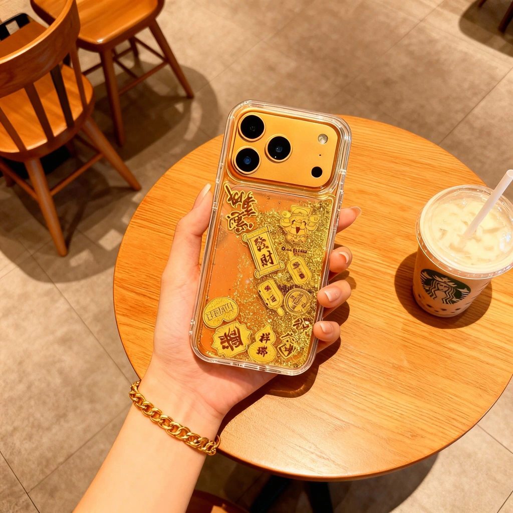 Dòng sản phẩm long lanh God of Wealth Thích hợp cho ihone17promax Vỏ điện thoại Apple 16p 15 phong c
