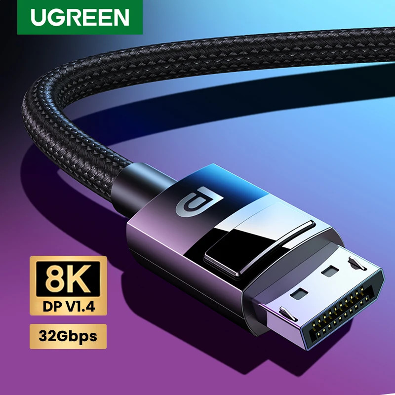 Cáp UGREEN DP 1.4 Nam sang Nam 32.4Gbps 8K @ 60Hz 4K @ 144Hz 2K @ 165Hz Lõi đồng mạ vàng cho TV màn 