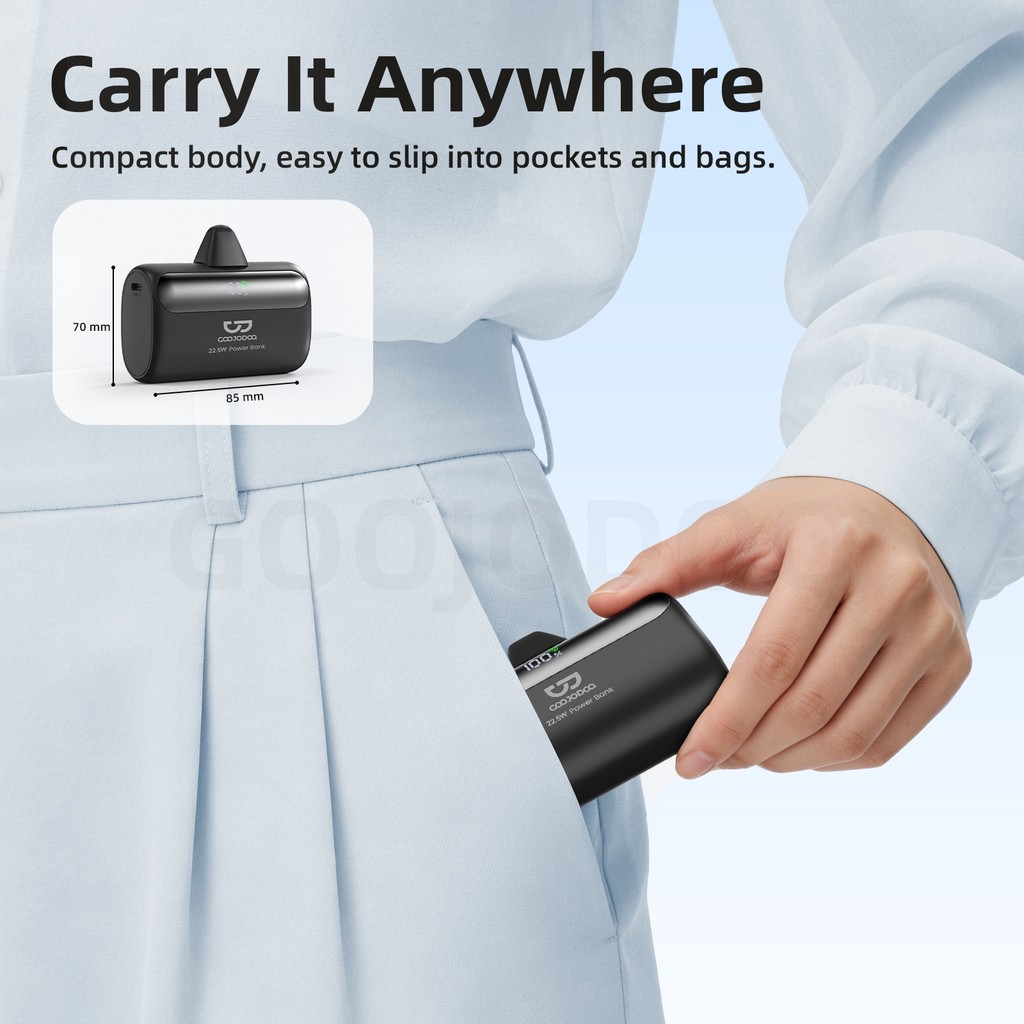 Pin dự phòng GOOJODOQ 10000mAh với sạc siêu nhanh 22.5W, tích hợp giao diện Light-ning và USB-C, cùng màn hình LED | BigBuy360 - bigbuy360.vn