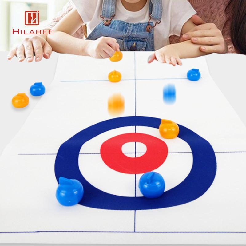HILABEE Để Bàn Trò Chơi Uốn Hoạt Động Ngoài Trời Thể Thao Cắm Trại 8x Curling Pucks