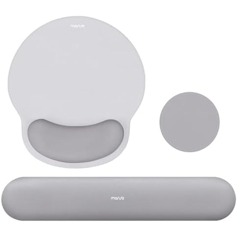 MOSISO Wrist Rest Support for Mouse Pad&Keyboard Set, Circle Curved Ergonomic Mousepad&Coaster Non-S