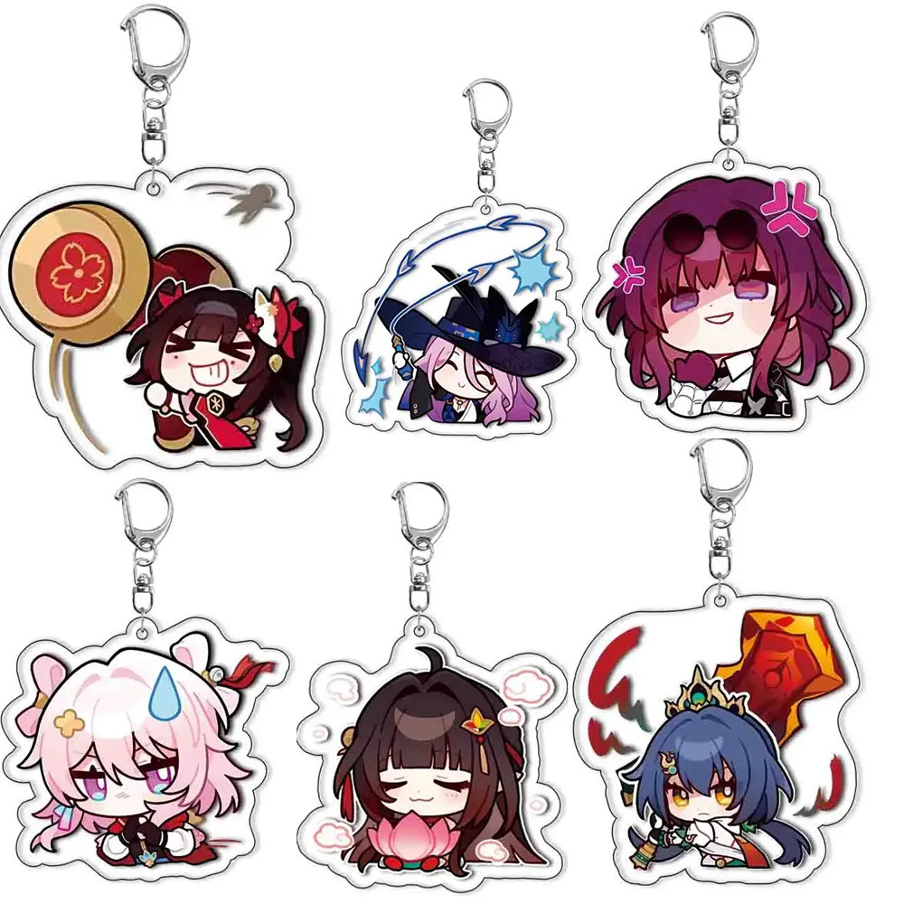 Cartoon Creativity Honkai Star Rail Anime Keychain Yunli Firefly Kafka Jiaoqiu Cosplay Acrylic Car B