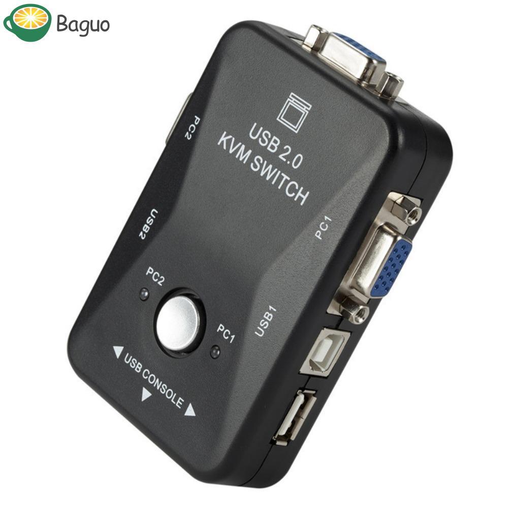 BAGUO 2 Cổng VGA KVM Switch, 2 Trong 1 Ra VGA USB 2.0 KVM Switch Splitter, Phím Chuột Chia Sẻ KVM US