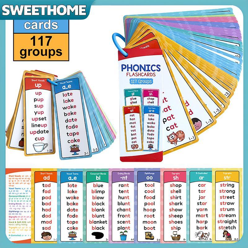 SWEETOME Phonics Danh sách từ Thẻ, 117 nhóm Danh sách cột từ ngữ âm, Dụng cụ hỗ trợ giảng dạy xây dự