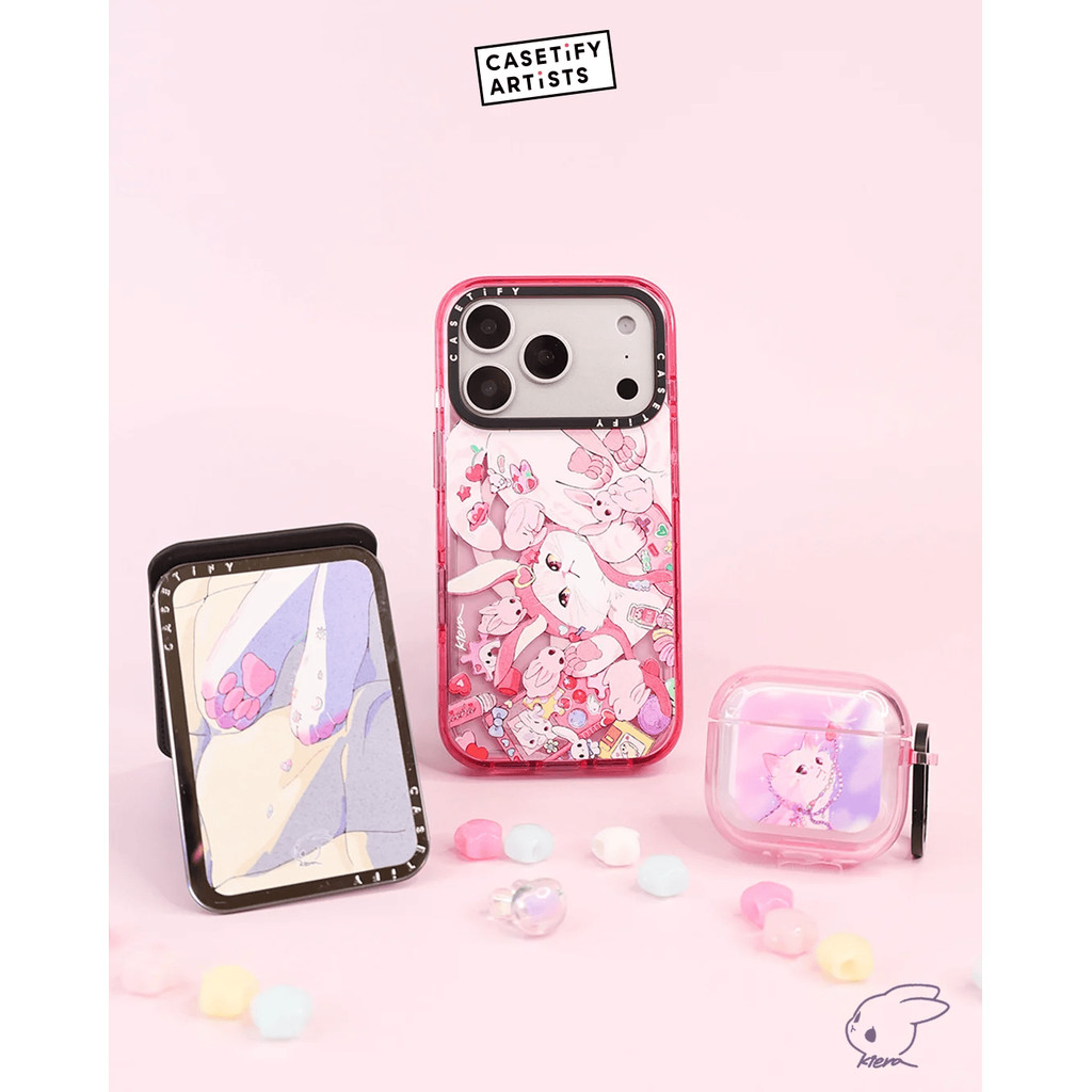 CASECASE X Kiera Won Club Bunny Pink Fizz & Peri Purple Clear Hard Từ Hút Tác Động Dành Cho Apple IP