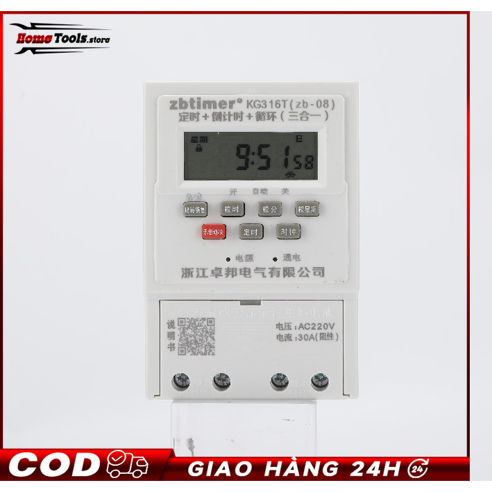 Timer hẹn giờ bật tắt điện tự động KG316T30A 220v LWR tắt mở tự động công suất lớn