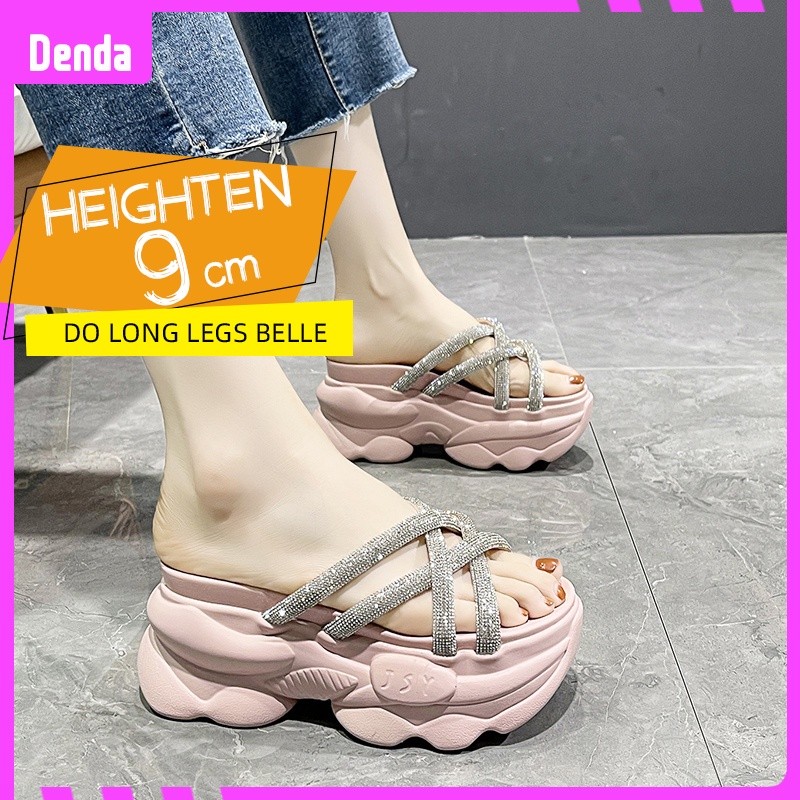 Dép đế bệt OA2 Xăng đan đính đá cao cấp dành cho nữ Đế dày đa năng thời trang chống trượt Sandal