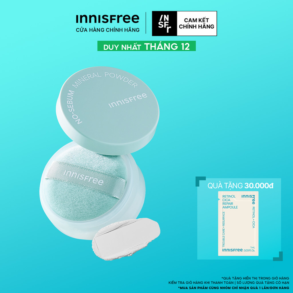 Phấn phủ bột kiềm dầu, mịn lì lâu trôi INNISFREE No Sebum Mineral Powder 5g | BigBuy360 - bigbuy360.vn