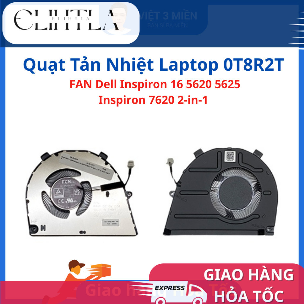 FAN Quạt tản nhiệt Laptop Dell Inspiron 5620 5625 7620 Vostro 5620 5625 0T8R2T T8R2T zin