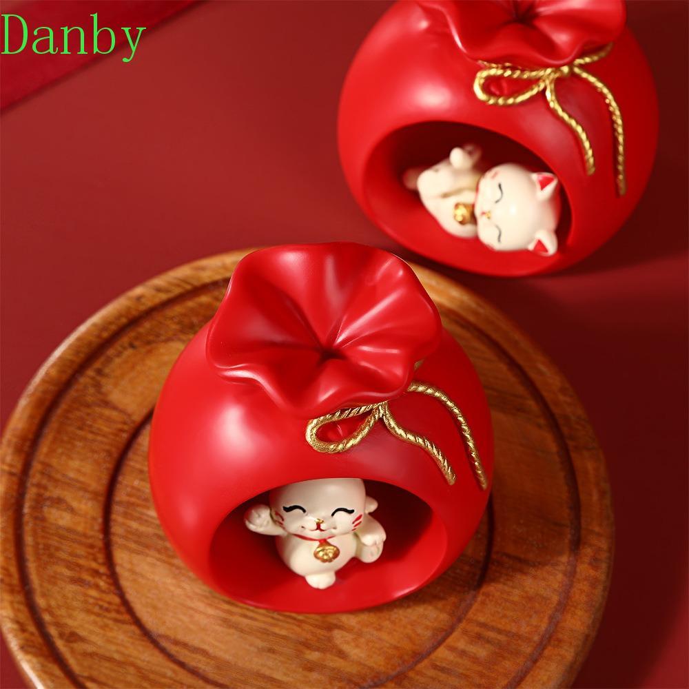 DANBY Maneki-neko Đồ trang trí, Phim hoạt hình sáng tạo Đồ thủ công điêu khắc mèo may mắn, Phong các